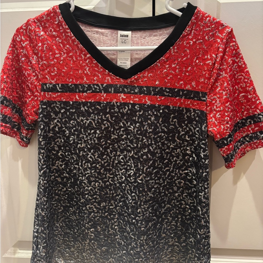Balera Red and Black Kids Dance Costume Top